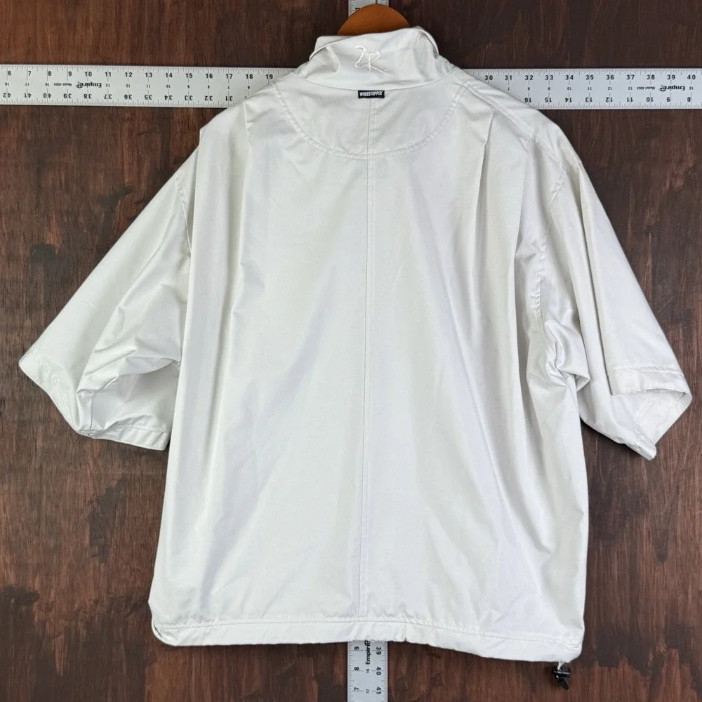 Zero Restriction Windstopper Woven Pullover Golf 1/4 Zip Short Sleeve White Larg